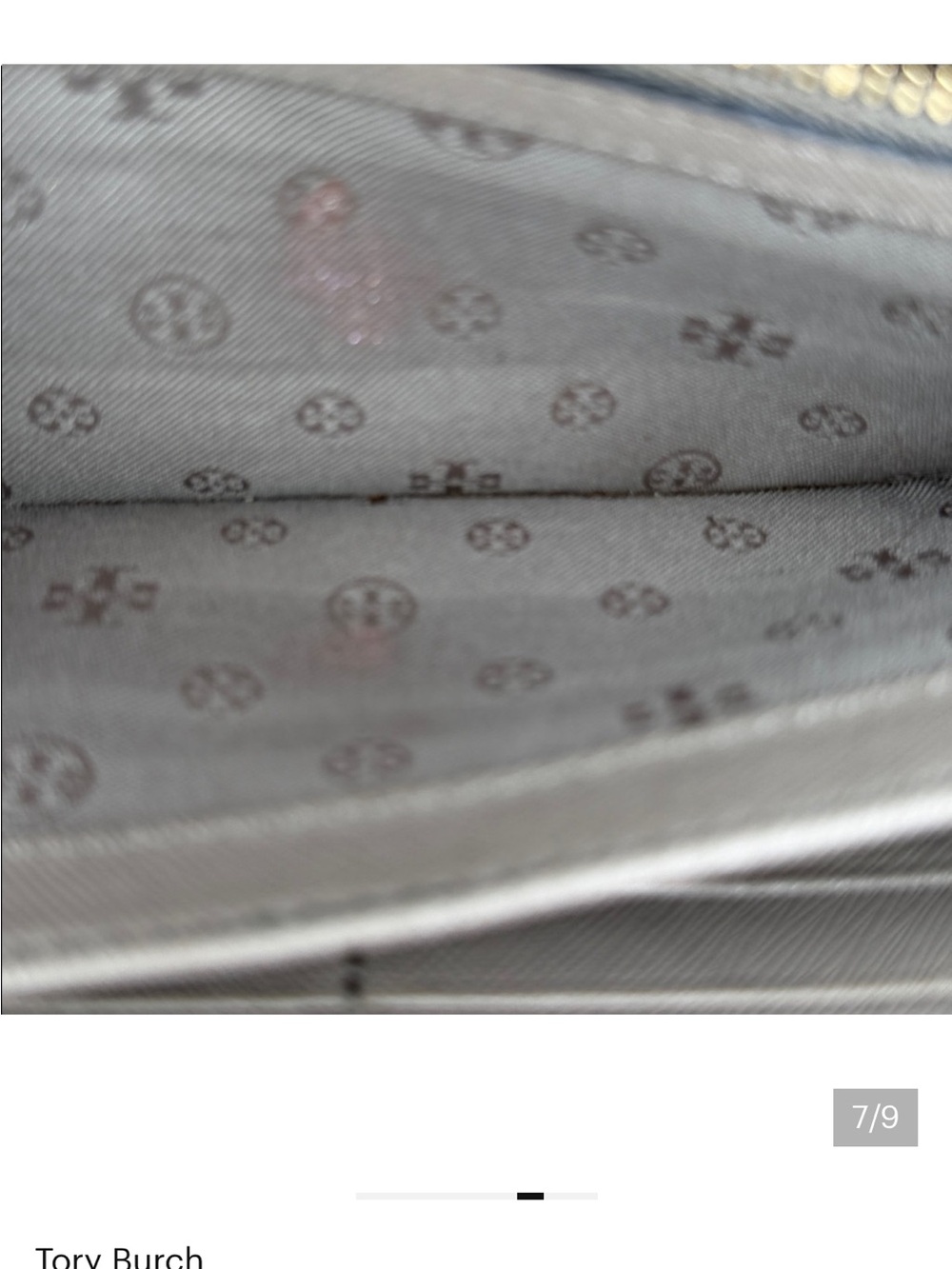 EUC Tory Burch Saffiano FULL ZIP AROUND WALLET in Grayish-Taupe with Gold Emblem - Picture 8 of 9